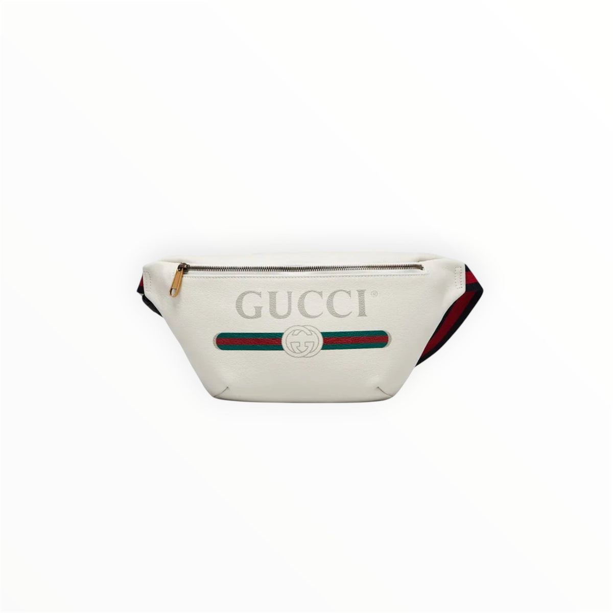 A Gucci White Leather Belt Bag Small