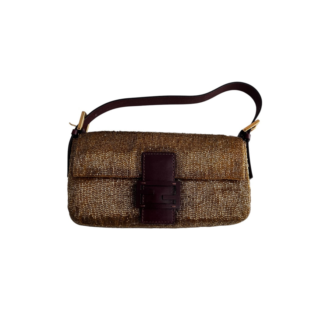 Fendi gold beaded baguette