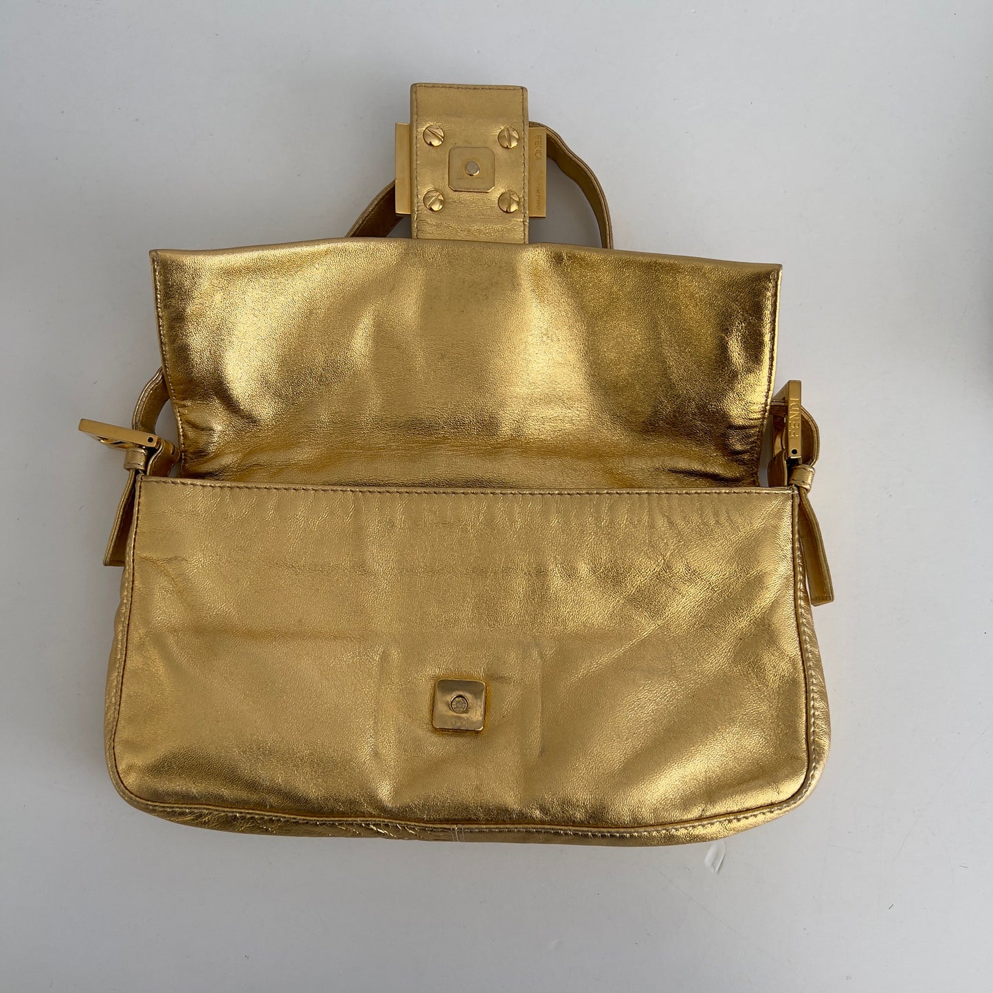 Vintage Fendi Gold Leather Baguette