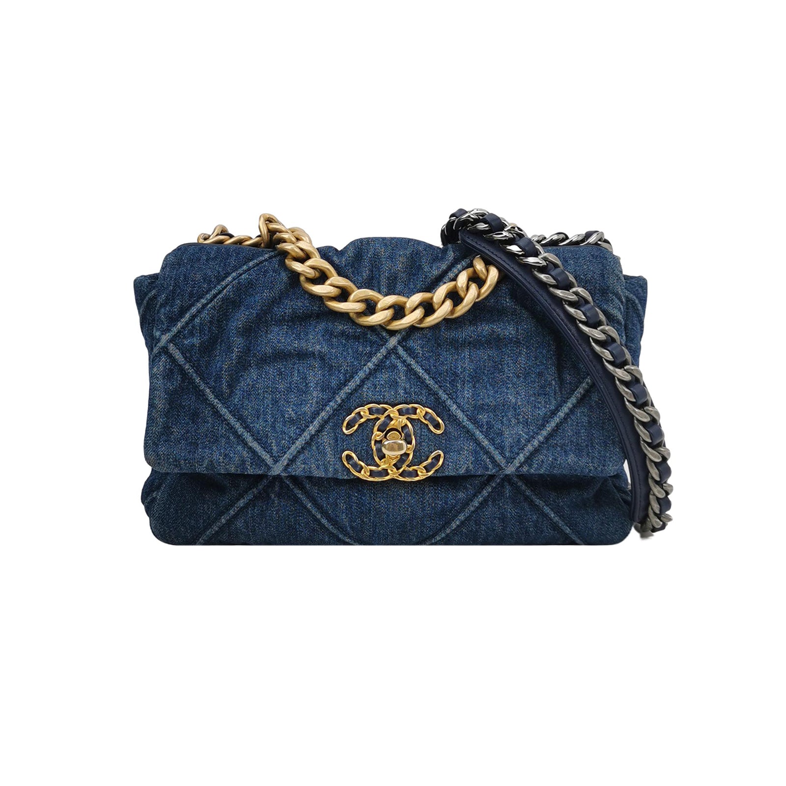 19Bag Small Denim quilted CC turn-lock