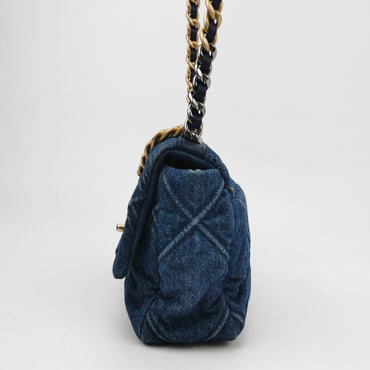 19Bag Small Denim quilted CC turn-lock