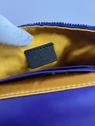 Fendi baguette mini purple sequin gold hardware shoulder bag