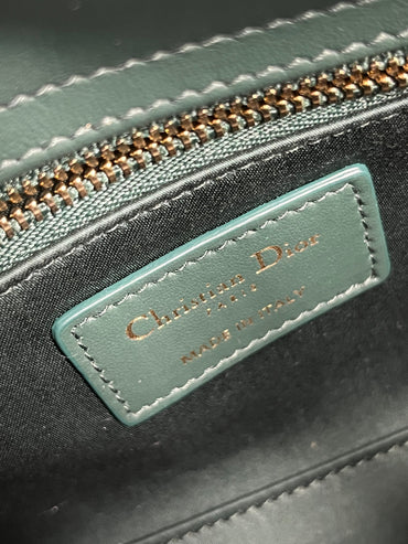 Dior lady dior mini dark green beaded shoulder bag