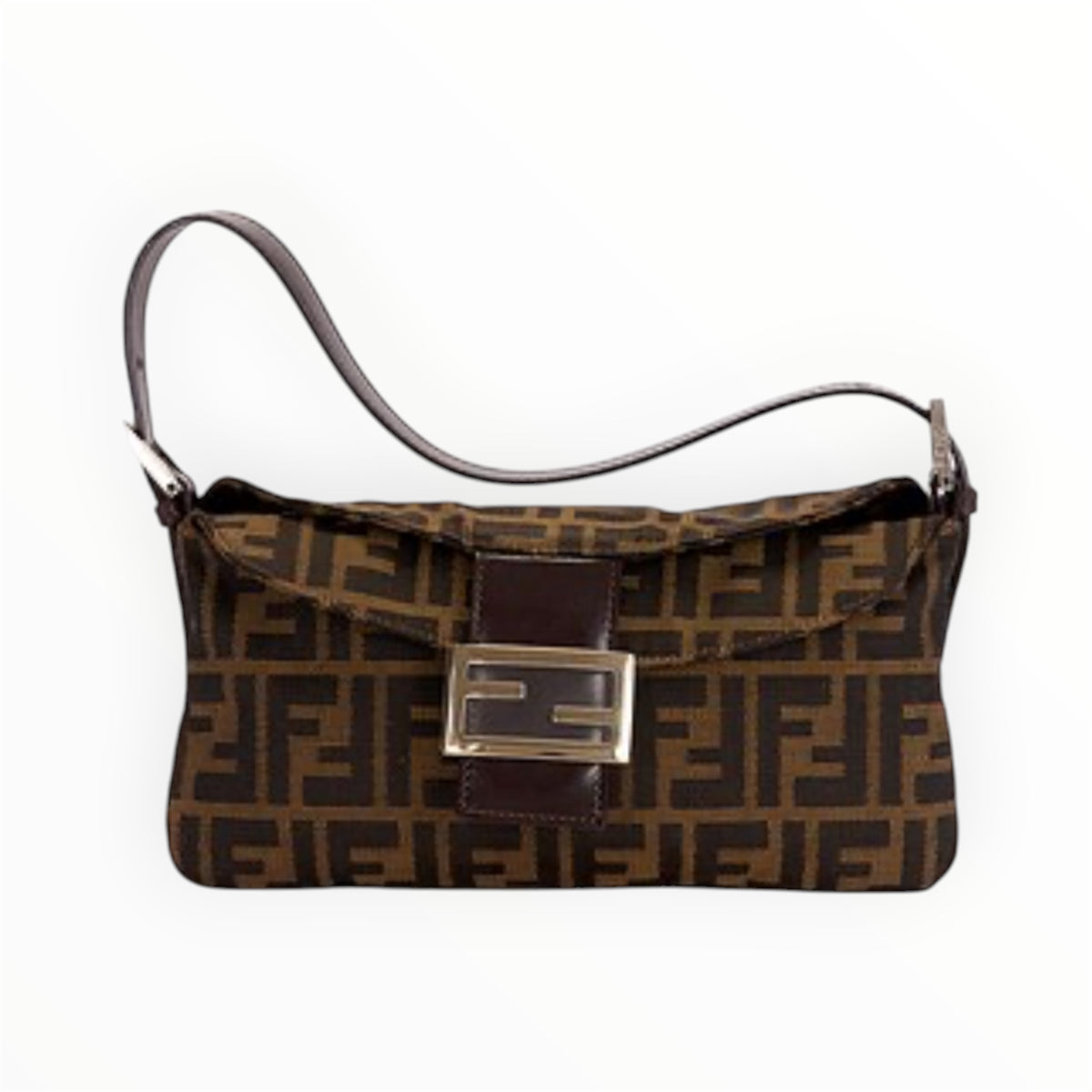 A Fendi Double Flap Zucca Baguette-1