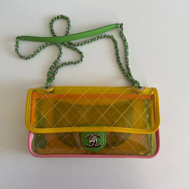 Chanel 18S Coco Splash Pastel Rainbow PVC Medium Flap Bag