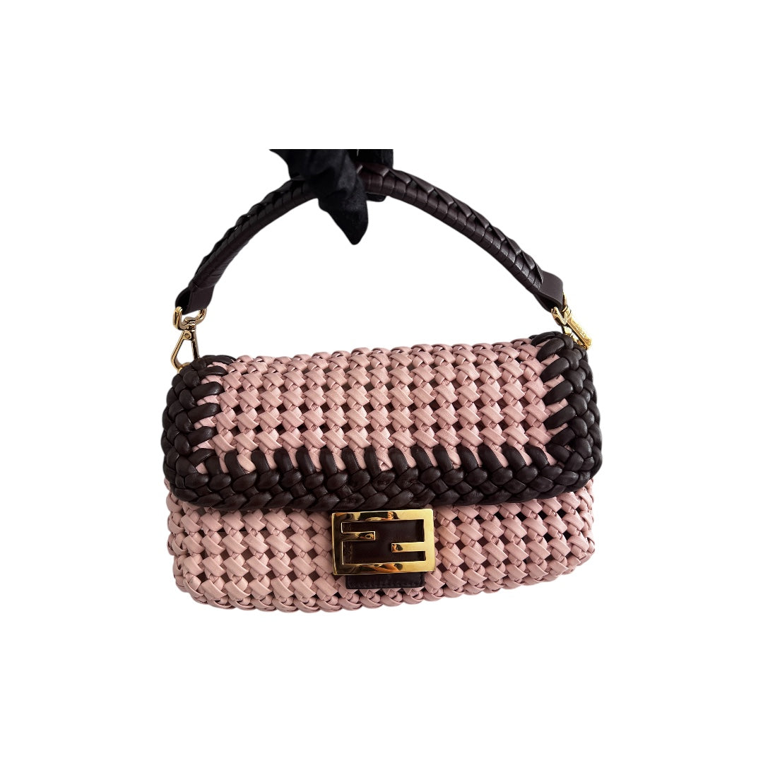 Fendi leather woven baguette