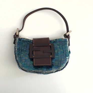 Vintage Fendi Blue Sequin Crossiant