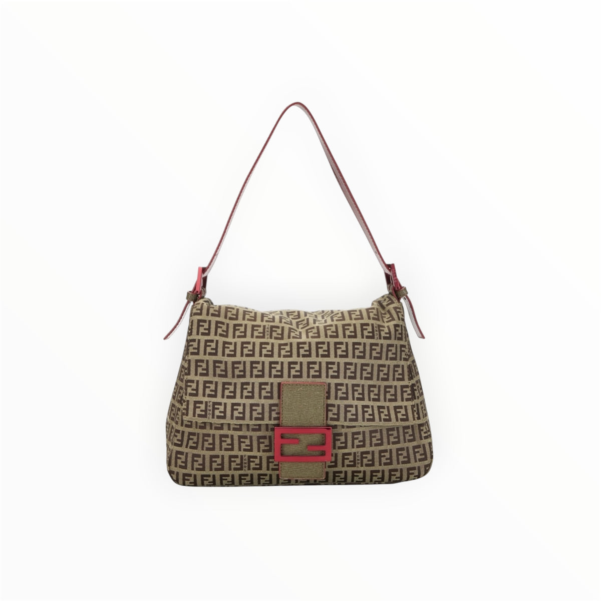 A- Fendi Zucchino Mamma Bag Red patent trimmed
