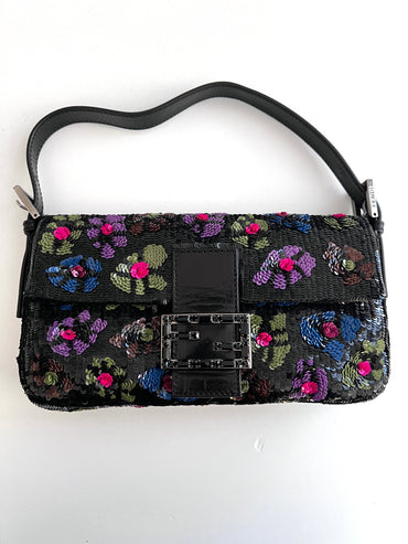Fendi floral sequin baguette