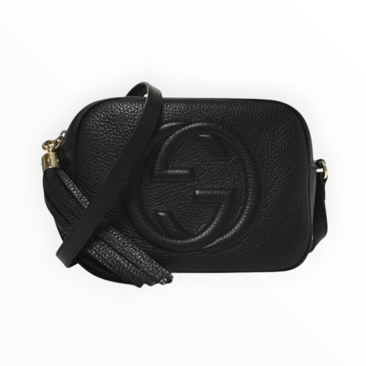 A-GUCCI Pebbled Calfskin Small Soho Disco Bag Black -1