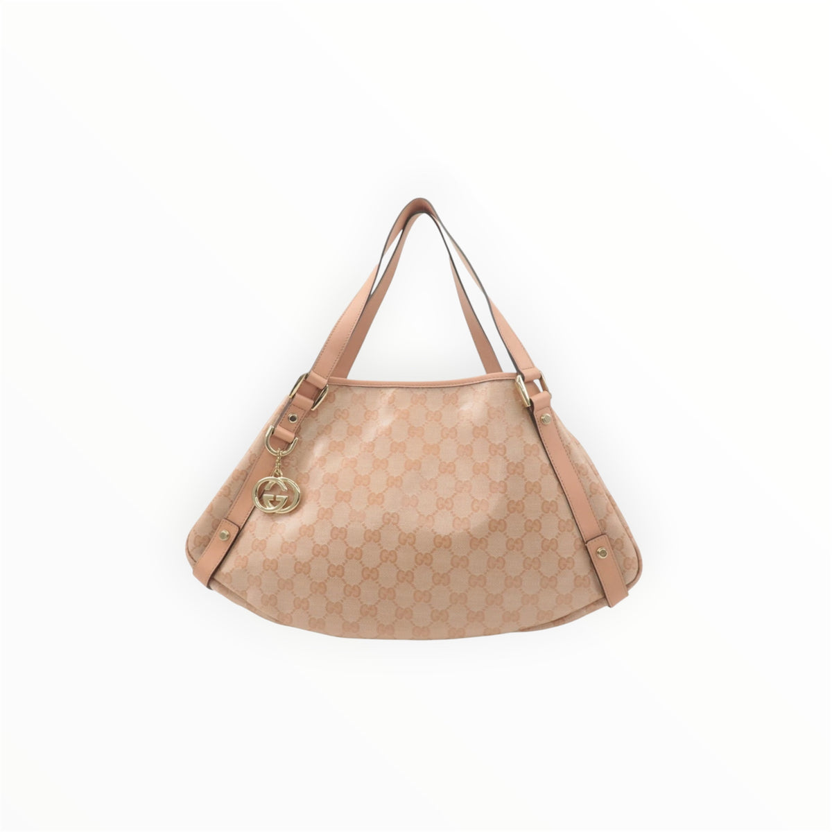 A Gucci Monogram Abbey Medium Shoulder Bag Beige