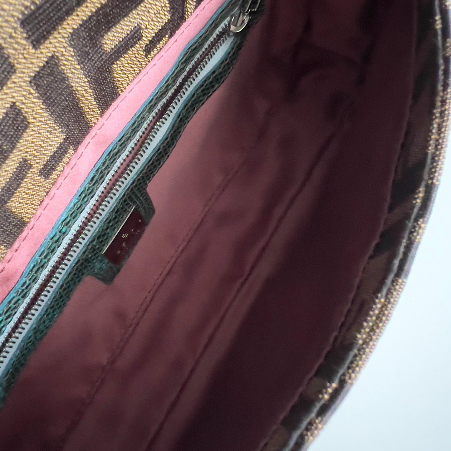 FENDI vintage floral embroidered zucca baguette
