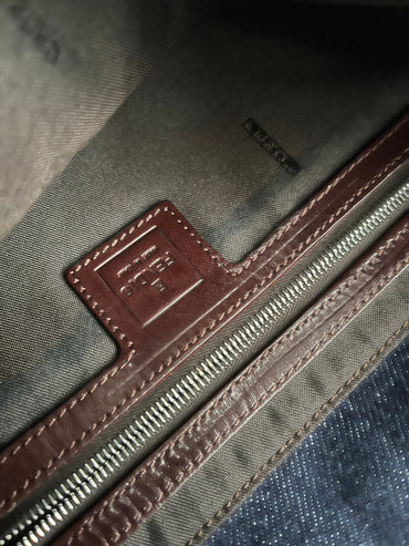 Fendi baguette blue jeans leather silver hardware shoulder bag