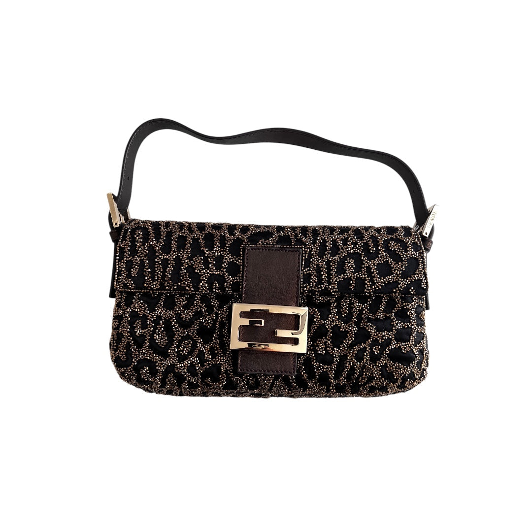 Fendi Cheetah embroidered beaded baguette