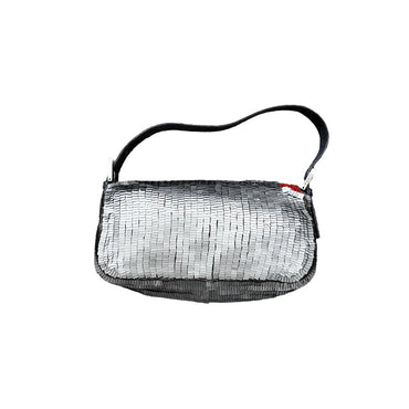 Rare!Fendi Vintage silver sequin trimmed orange beads baguette