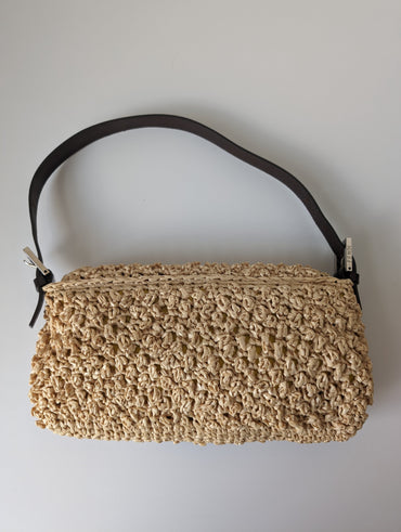 Fendi raffia woven baguette