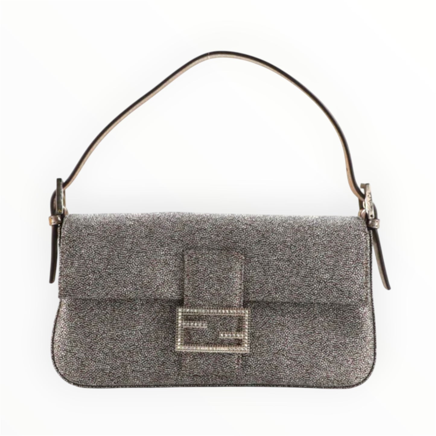 Fendi silver glitter baguette