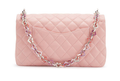 Vintage Chanel Pink Quilted Lambskin Medium Heart Chain Valentine Flap Bag