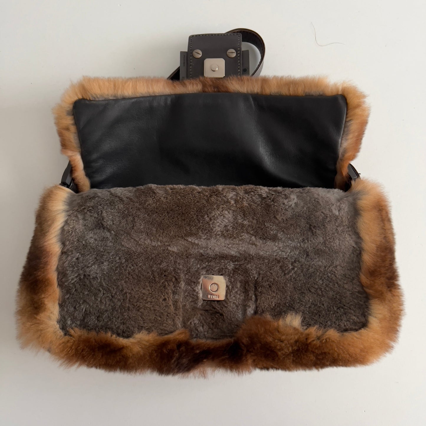 Vintage Fendi Brown & Gray Fur Baguette