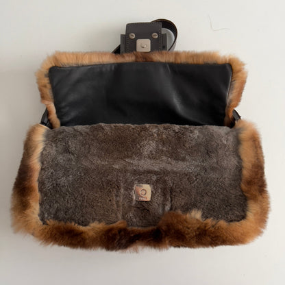 Vintage Fendi Brown & Gray Fur Baguette