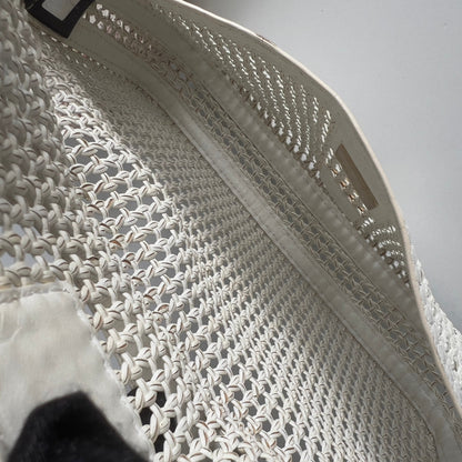 Vintage Fendi Offwhite Woven Leather Baguette