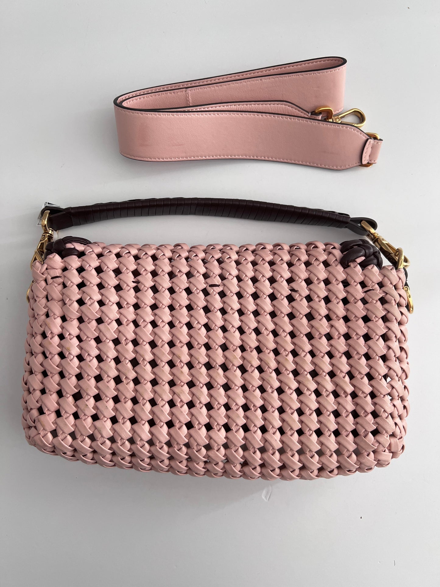 Fendi leather woven baguette