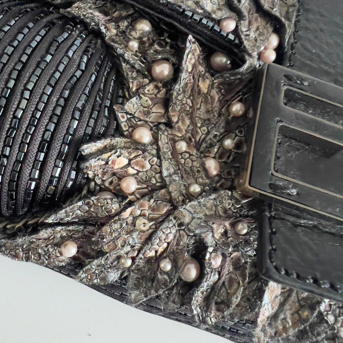 Vintage Fendi Deep Jungle Beaded Embroidery Baguette