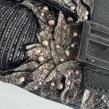 Vintage Fendi Deep Jungle Beaded Embroidery Baguette