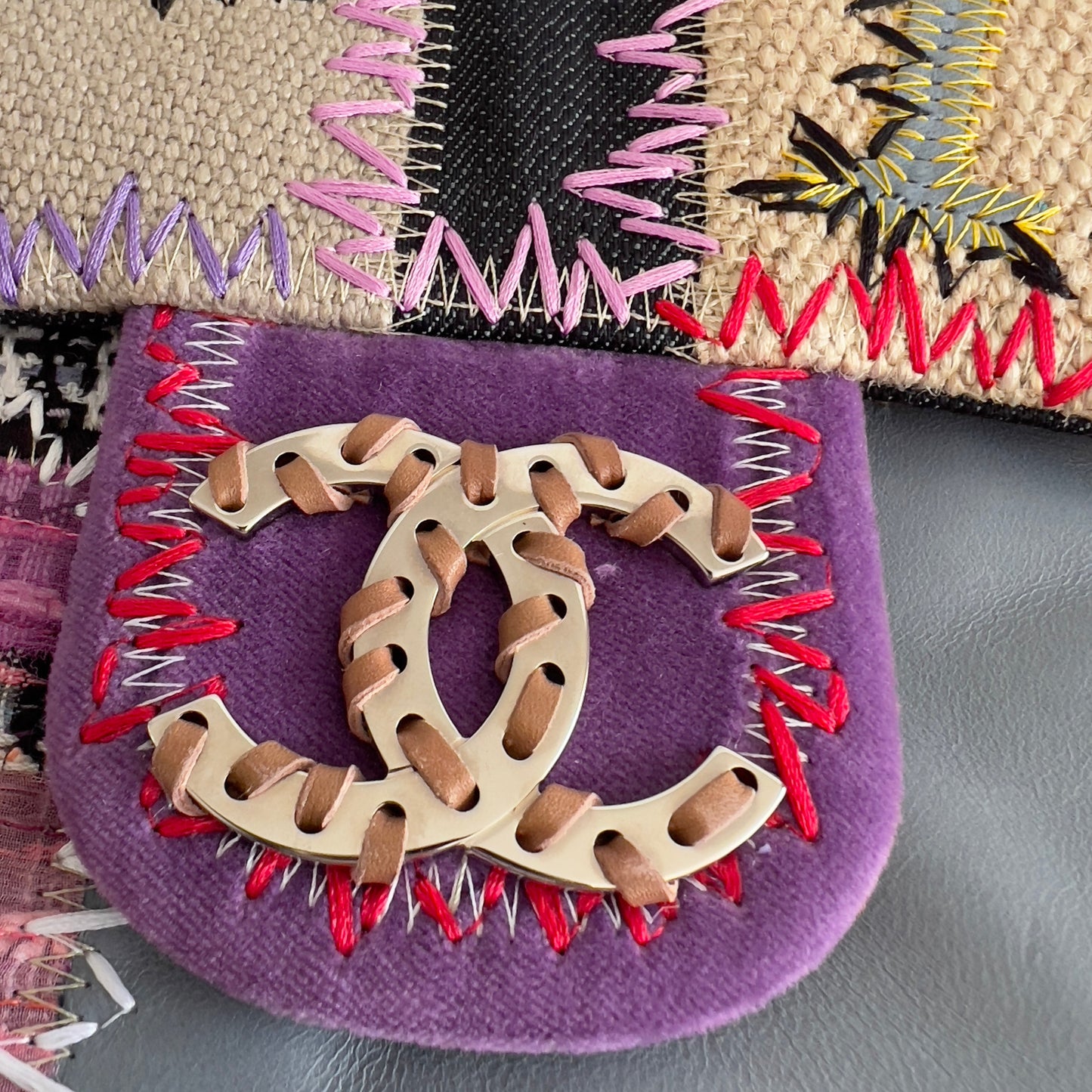 Vintage Chanel Multicolor Patchwork Jumbo Single Flap Bag
