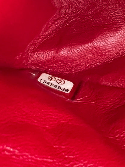 Chanel red velvet chain double flap tweed bag