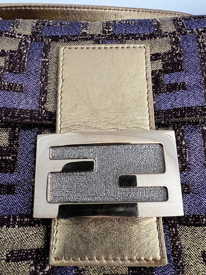 Fendi metallic zucca baguette
