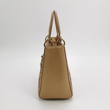 Lady Dior Medium Lambskin Suede Logo