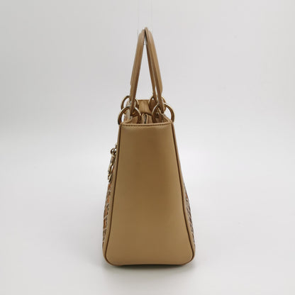 Lady Dior Medium Lambskin Suede Logo
