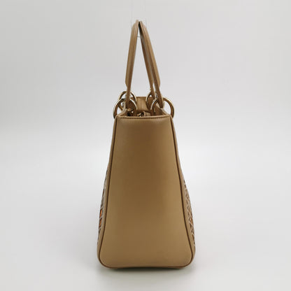 Lady Dior Medium Lambskin Suede Logo