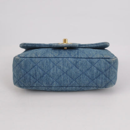 Classic Flap Seasonal limited Edition Mini Denim Denim Gold CC turn-lock