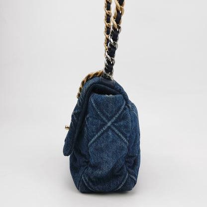 19Bag Small Denim quilted CC turn-lock