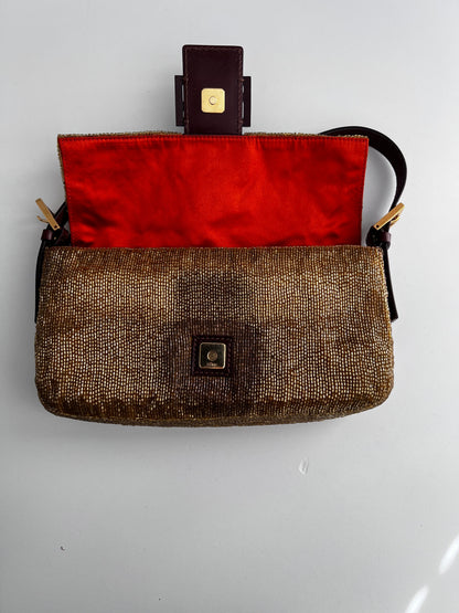 Fendi gold beaded baguette