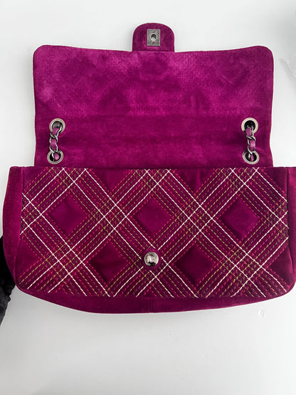 Chanel burgundy suede quilted flap bag