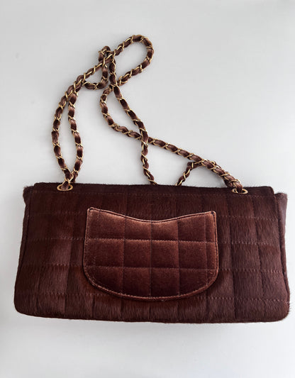Chanel pony hair & velvet chocolate bar flap bag