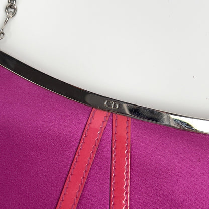 Dior saddle mini pink satin silver hardware shoulder bag