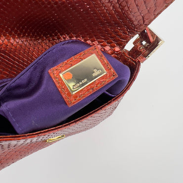 Fendi baguette mini metallic orange gold hardware shoulder bag