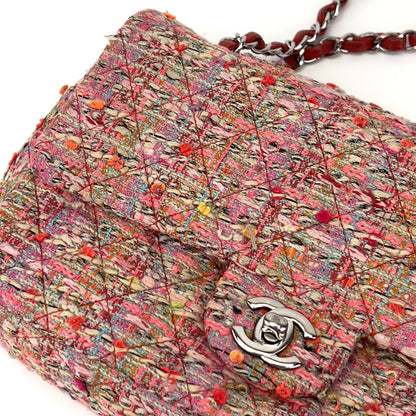 Chanel pink tweed double flap bag