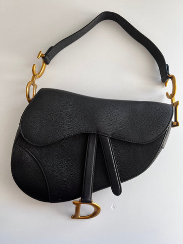 Dior grained leather saddle bag