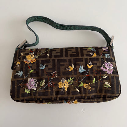 FENDI vintage floral embroidered zucca baguette