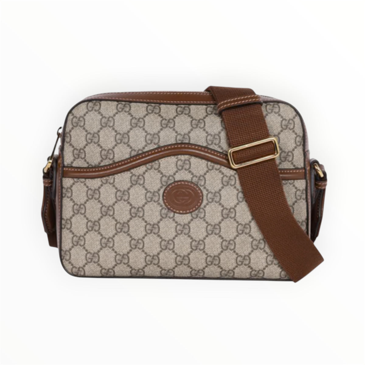 A GUCCI GG Supreme Monogram Interlocking G Messenger Shoulder Bag