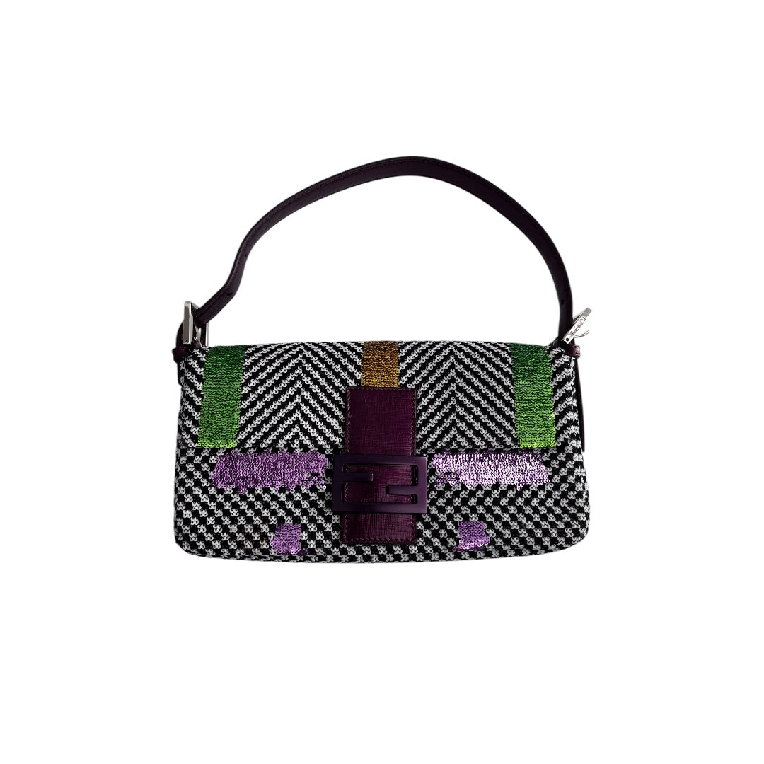 Fendi colorful sequin tweed baguette