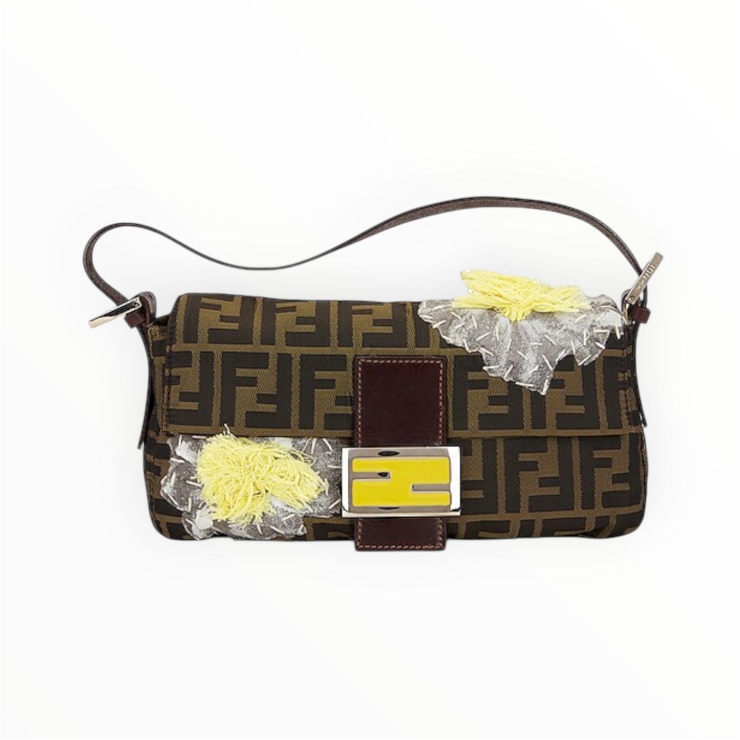 Fendi zucca baguette yellow flowers