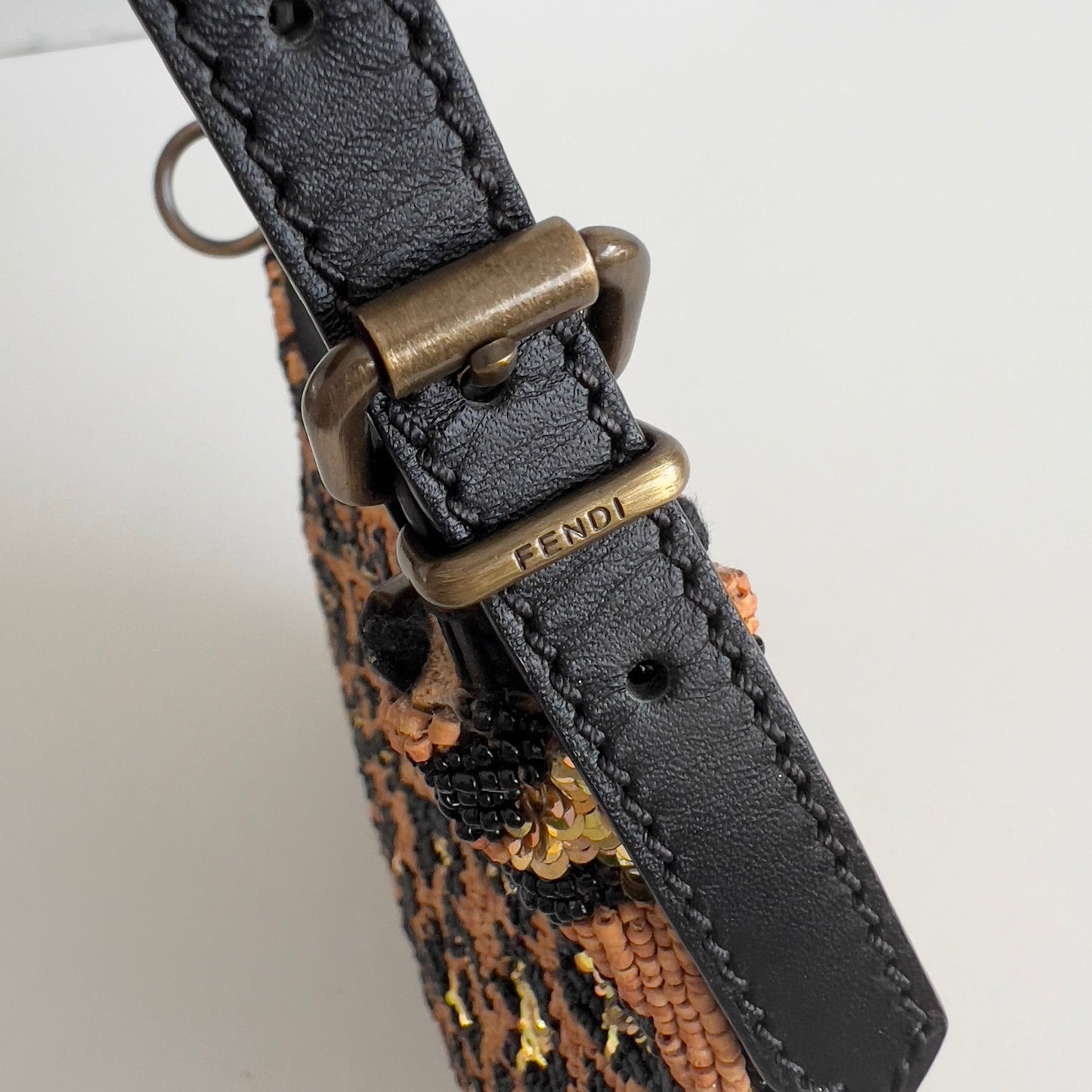 Vintage Fendi Beaded Leopard sequin Oyster Bag