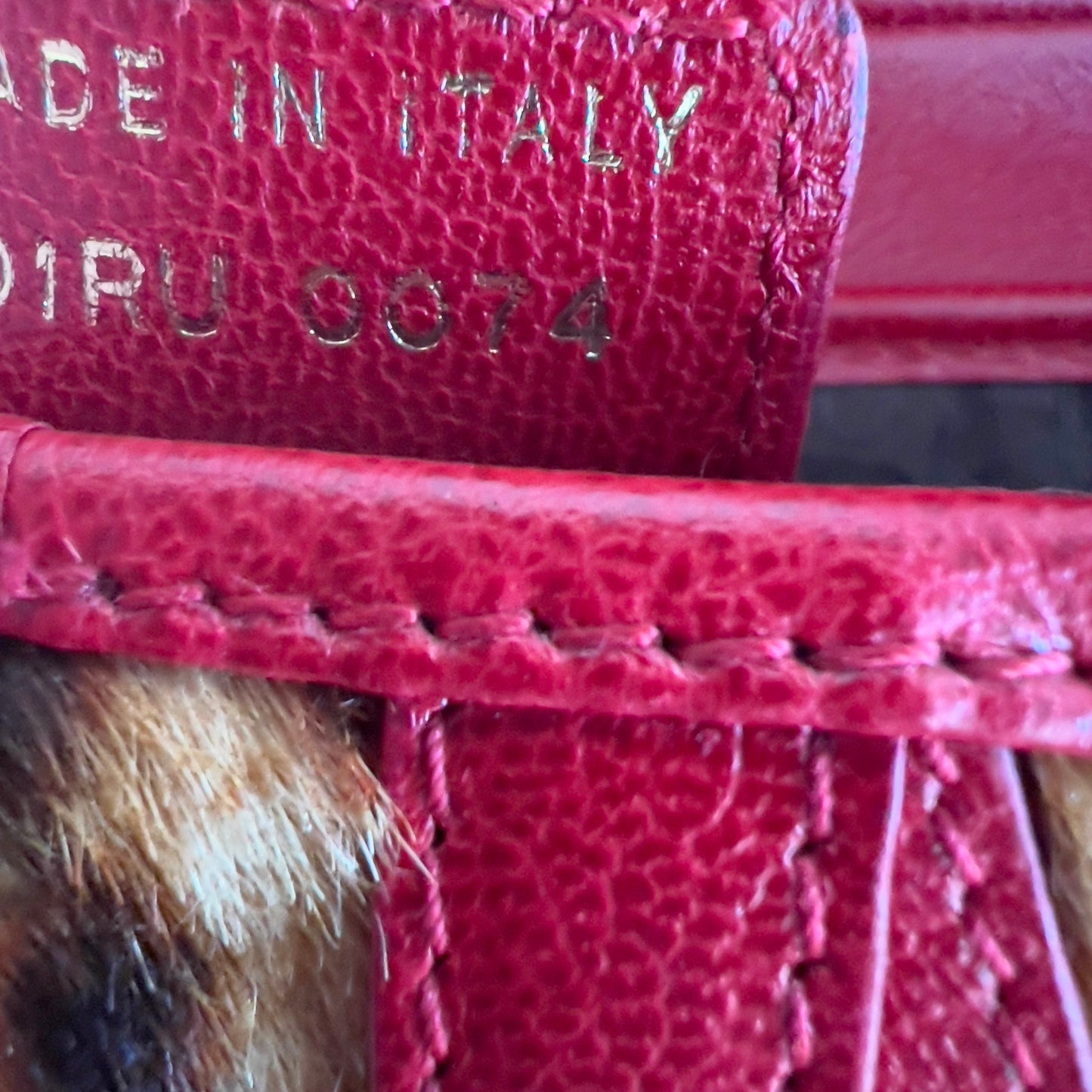 Vintage Christin Dior Pony Hair Leopard Saddle Bag Red