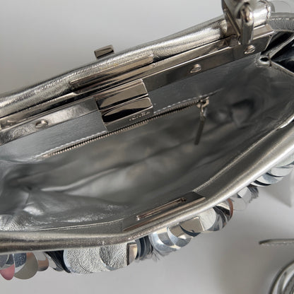 Fendi Silver Big Paillettes Small Size Peekaboo